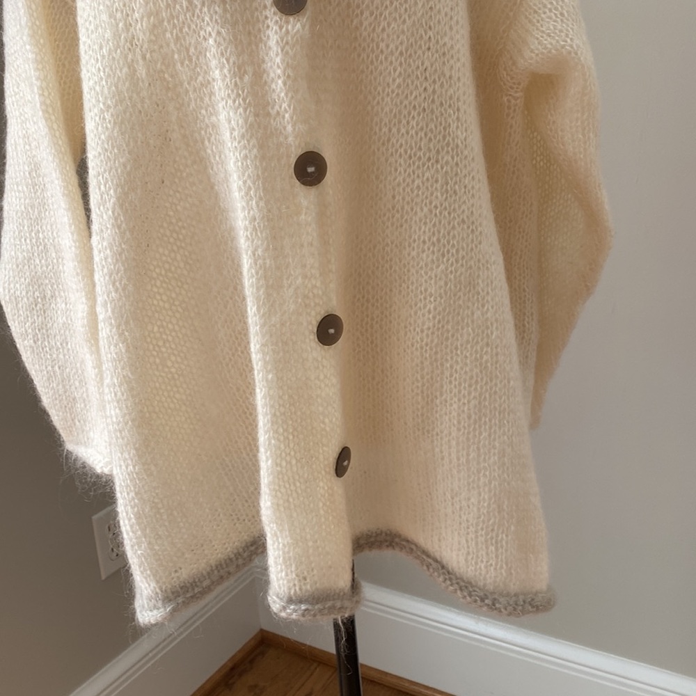Soft Ivory Button-Front Women's Cardigan Sweater - Picture 3 of 10